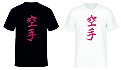 T-Shirt mit Karate Kanji rot glitzer Effekt