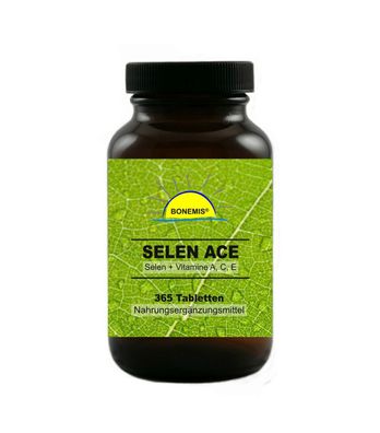 Selen + Vitamine A, C und E. 365 hochdosierte Tabletten im Glas, vegan, Bonemis®