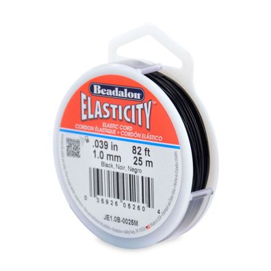 Beadalon Elastcity Elastischer Faden, 1 mm x 25 m, schwarz