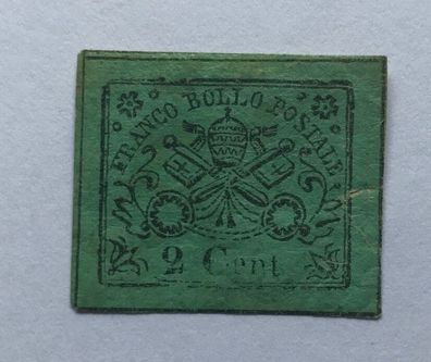 Kirchenstaat 1852/ 67 - Franco Bollo Postale 2 Cent - Grün - Original