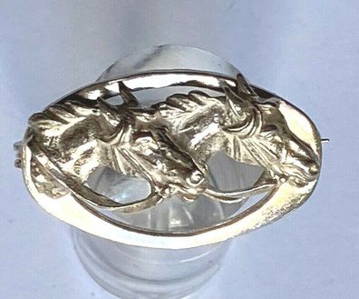Dubai World Cup - Brosche 925er Silber mit 2 Pferden - 3 cm