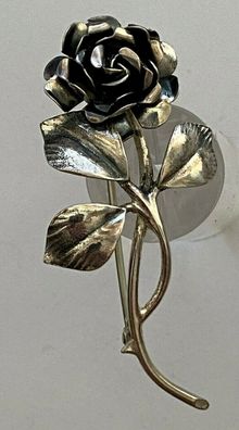 Brosche - 835er Silber - Rose - Feinste Darstellung - Juwelliersarbeit - 6 cm