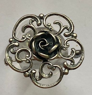 Antike Brosche 925er Silber - Wunderschöne Juwelliersarbeit - Blüte einer Rose