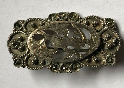 Brosche Silber um 1850 - sehr schöne Arbeit mit Markasiten - 4 cm