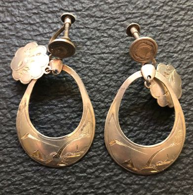 Ohrringe - Japan Silver 930er - Traditionelle Arbeit aus früherer Zeit
