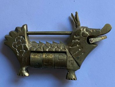 Bronze - antiker, asiatischer Kalender - verstellbar in Form eines Hundes