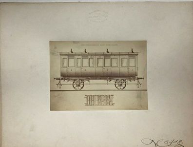 Waggonfabrik J.C. Reifert - original signiertes Foto / Skizze 1876 - 15 x 11 cm