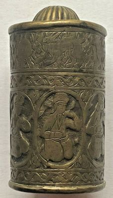 alte Dose Kupfer Asien 19. Jahrhundert - Darstellung von Personen - 7 cm