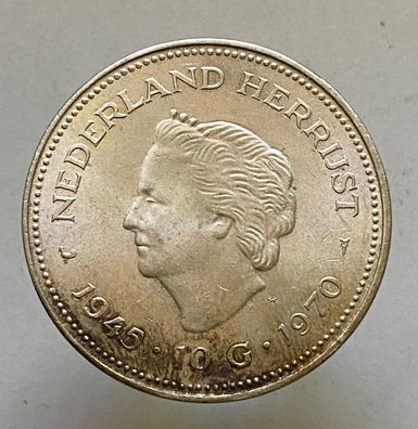 Niederlande 10 Gulden Silbermünze 1970 Juliana 1945-1970 - st Stempelglanz