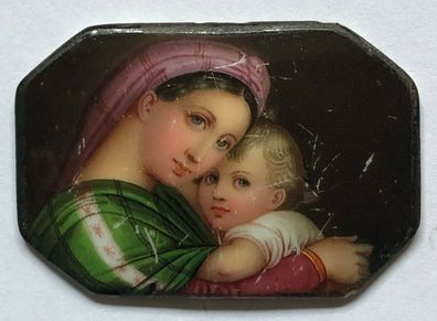 Porzellanbild nach Raffael - Handbemalt um 1850 - 5 x 3,5 cm