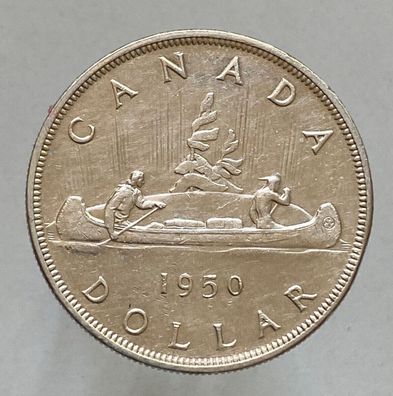 Kanada 1 Dollar Silbermünze 1950 George VI. - Pelzhändler im Kanu