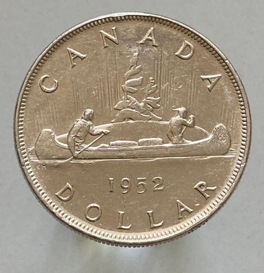 Kanada 1 Dollar Silbermünze 1952 George VI. - Pelzhändler im Kanu