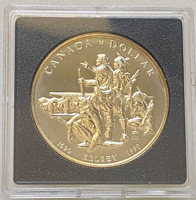 Canada Dollar 1690 Kelsey 1990- Elisabeth II - PP in Kapsel - 0,5er Silver