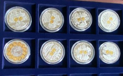 Sammlung von 8 Medaillen Europa Gedenkprägungen Polierte Platte mit Goldauflage