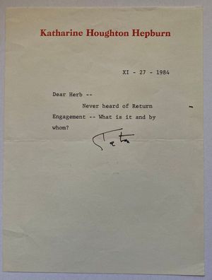 Katharine Hepburn - Film - original Autogramm - Größe 20 x 15 cm