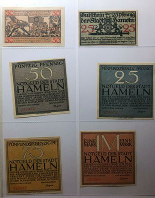 Stadt Hameln - 6 x Gutscheine 25 Pf. bis 1 Mark - siehe Galeriebilder