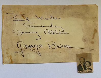 George Burns - Film - original Autogramm - Größe 12 x 7 cm
