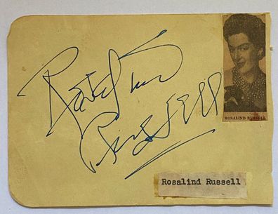 Rosalind Russell / Doug McClure - Film - original Autogramm - Größe 14 x 9 cm