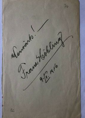 Franz Höbling - Theater / Film - original Autogramm - Größe 18 x 12 cm