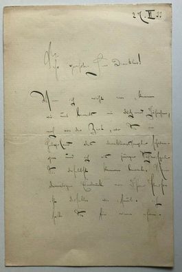 Axel Delmar - Theater / Regie - handgeschriebener Brief 1899