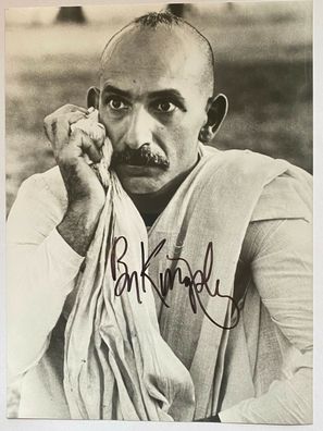 Ben Kingsley als Gandhi - Film- original Autogramm - Großfoto 24 x 17 cm