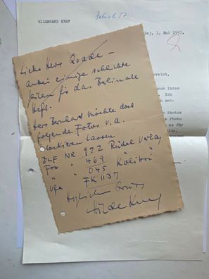 Hildegard Knef - Film - original handgeschriebener, signierter Brief