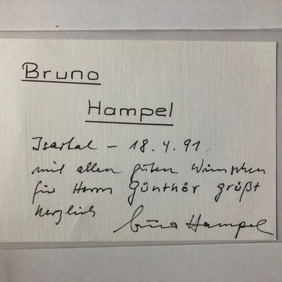 Bruno Hampel - Autor / Film - top original Autogramm - Größe 15 x 10 cm
