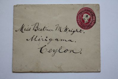 Natal - One Penny Ganzsache - Rowick auf Mirigama Ceylon - 31 Oct 1902 - Rarität