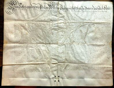 Philipp Wilhelm von der Pfalz -original signiertes Pergament von 1661 - Rarität