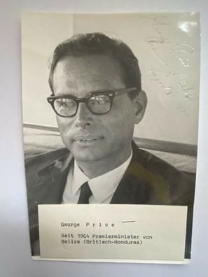 George Cadle Price - 1. Premier Belize - original Autogramm - Größe 17 x 11 cm