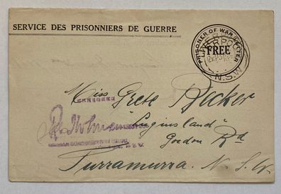 Prisoner of War - Australia Turramurra 1918 - Camp Liverpool with censorship