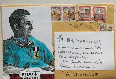 Gaetano Starrabba - Formel 1 - original Autograph auf Visitenkarte + Umschlag