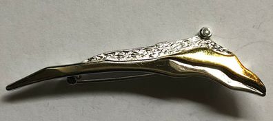Brosche , Teilvergoldet - 925er Silber - hochwertige Juweliersarbeit - 6,5 cm