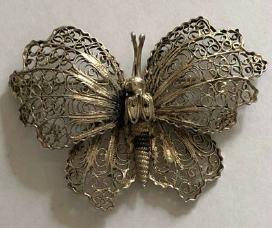 Brosche Schmetterling - Silber - feine Arbeit um 1920 - 5,5 cm - 8,8 Gramm