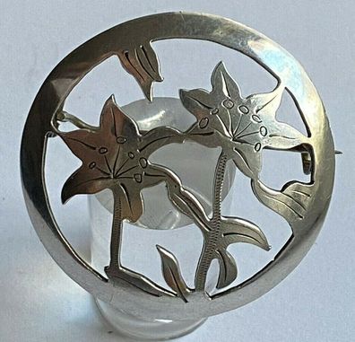 Antike Jugendstil - Brosche 900er Silber - Durchmesser 4 cm - Gewicht 8,3 Gramm