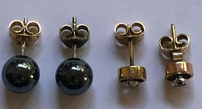 2 Paar Ohrstecker - Double - Perlen und transparente Steine