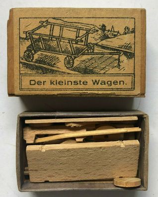 Der kleinste Wagen - Baukasten Streichholzkastengröße - Made in Germany um 1930