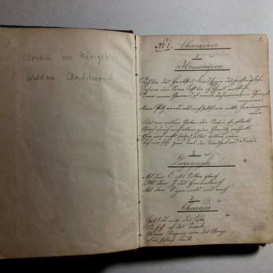 Handgeschriebenes Buch mit Charaden um 1800 - Clessin von Königsklee / Waldsee