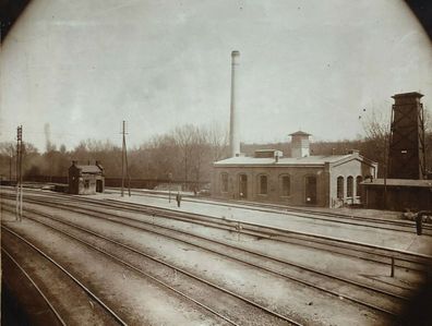 Bahnhofsansicht - seltenes original Foto um 1870 - 26 x 20 cm