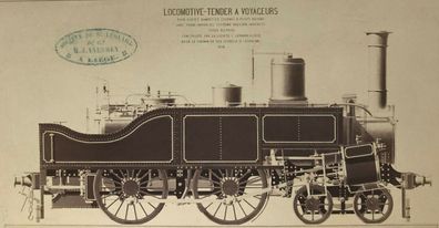 Locomotive-Tender A Voyaceurs - seltenes original Foto um 1862 - 24 x 20 cm