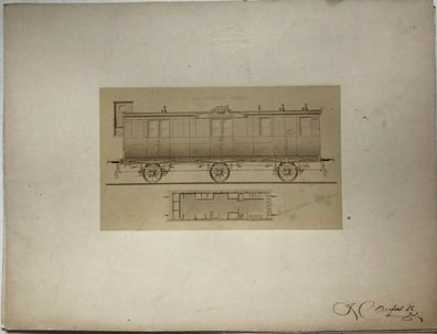 Waggonfabrik J.C. Reifert - original signiertes Foto / Skizze 1876 - 17 x 10,5 cm