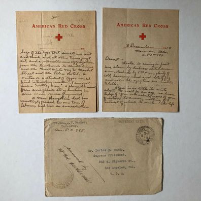Red Cross - Officers Mail APO 780 - 3 Dec. 1918 an Carlos S. Hardy L. Angeles USA