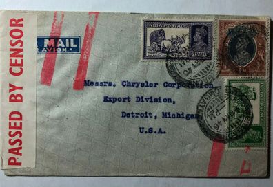 India Bombay Int. Motor Co. - May 1940 auf U.S.A. Chrysler Detroit - Censor