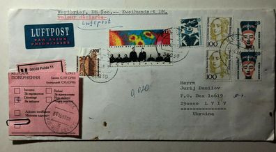 BRD Fulda Apr 98 auf Lwiw Ukraina ( Ukraine ) als V-Brief - Siegel - Retour