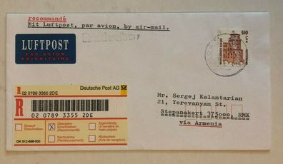 BRD Fulda Nov 01 auf Stepanakert Republik Arzach via Armenia - R-Brief