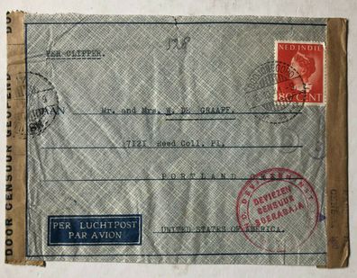 Nederlands-Indië ( Java ) - 6.10.1941 - Per Clipper 80 Cent auf Portland U.S.A.