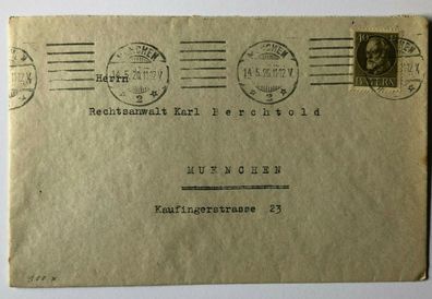 Bayern 14.5.1920 - München Ortsbrief mit Michel EF 100