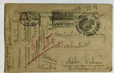 Italien - Karte 8.12.1918 auf Österreich ( an Fabrikbesitzer ) - gute Stempel