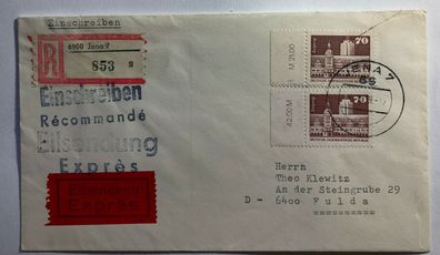 DDR Michel 1881 MeF Jena - als R-Brief Expres ( Eilsendung ) auf Fulda