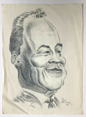 Willy Brandt - original Handzeichnung von Paul Binder ( Politiker ) von 1964